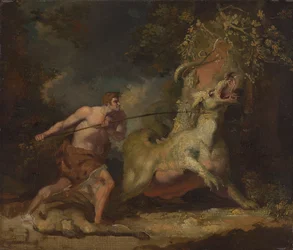 Mand angriber et monster