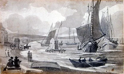 A Day at the Beach (pen og blækvask på papir)