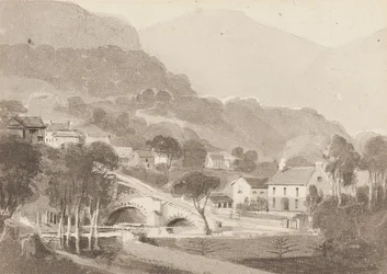 Brathay Bridge & Old Brathay, Lake District, Cumbria, 1820 (wc på papir)