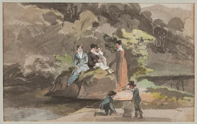 Gruppe ved vandet, 1810 (wc på papir)