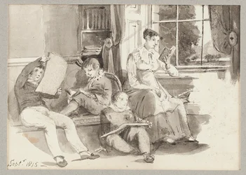 Jessy og tre børn, 1815 (wc på papir)