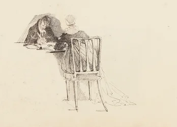 Mand og kvinde sidder ved et bord, 1805