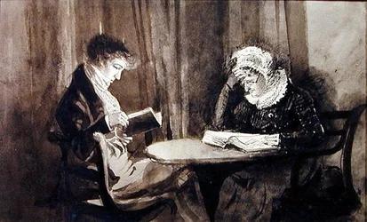 Læsning (pen og blæk og vask på papir)
