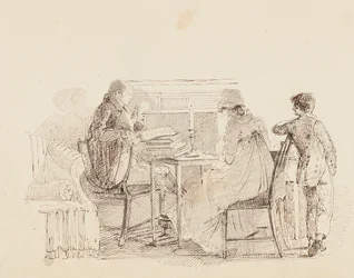 Tre ved pejsen, 1805