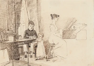 To børn og en kvinde ved klaveret, 1807