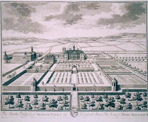 South Prospect of Shobdon Court, Herefordshire, sæde for Sir James Bateman (gravering)