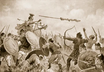 Et romersk slag med Volscians (litho)
