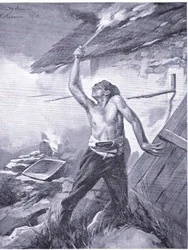 En grænsehændelse fra Balkankrigen 1912, fra Hutchinsons History of the Nations (bind 4) udgivet af Hutchinson, ca. 1920 (litho)