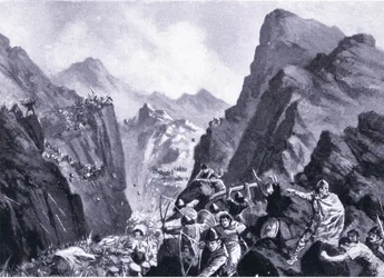 Udslettelse af den græske hær, illustration fra Hutchinsons History of the Nations VOL 4 c.1920