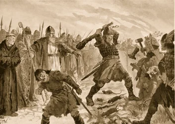 Kong Olaf den hellige bryder gudsbilledet Thor, 1020