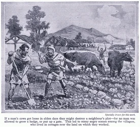 Ingen mand måtte dyrke en hæk eller sætte en låge op. Dette førte til mange skænderier blandt landsbyboere, ca. 1950