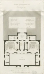 Stafford - Plan af Shire Halls hovedetage: gravering, nd [1794-1798] (tryk)
