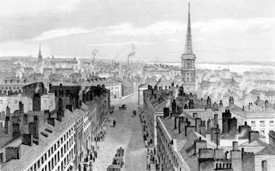 Liverpool fra Rådhuset, der kigger mod syd, graveret af John Rogers, ca. 1830