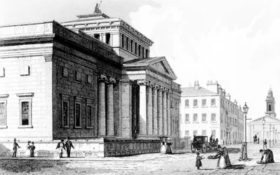 The Royal Institution, Manchester, graveret af Richard Winkles, c.1836