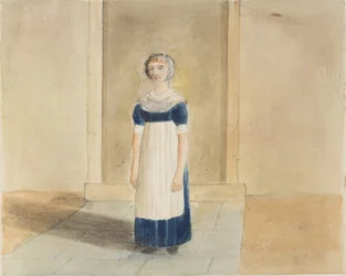 Portræt af en elev fra St Georges Charity School for Girls, King Street, Southwark, nu kendt som Newcomen Street, 1826 (wc på papir)