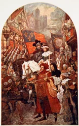 Band, der marcherer til støtte for Edward IV i slaget ved Barnet