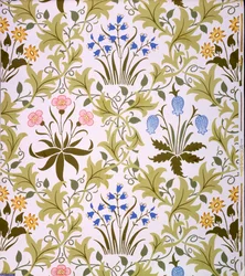 Celandine Tapet Design, slutningen af 1896 (farvet træbloktryk på papir)