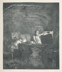 Tavle 13. En smed.  Naturbilleder. En serie på tredive originale illustrationer tegnet på træ af J. H. Dell og graveret af R. Paterson.  John Henry Dell