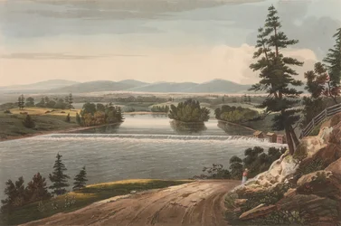 Udsigt nær Sandy Hill nr. 7 af Hudson River Portfolio, 1822-23.