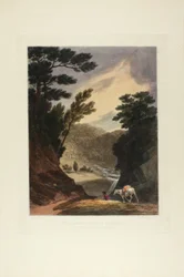 Udsigt nær Schuylkill Falls, Pennsylvania, plade fem af det første antal maleriske udsigter over amerikansk sceneri, 1819-21