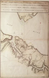 Britisk kort over belejringen af Yorktown, 1781