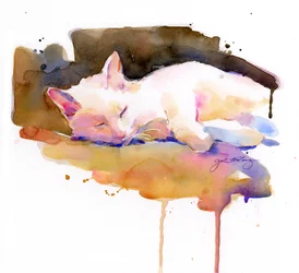 Snowball sleeping, 2014, (akvarel)