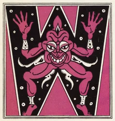 Udsmykning til historien om Aladdin og den vidunderlige lampe (farve litho)