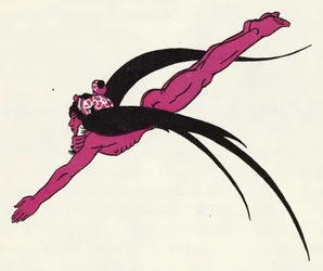 Udsmykning til historien om Aladdin og den vidunderlige lampe (farve litho)