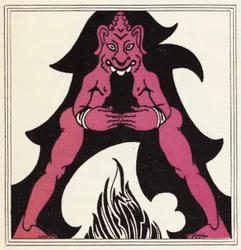 Udsmykning til historien om Aladdin og den vidunderlige lampe (farve litho)