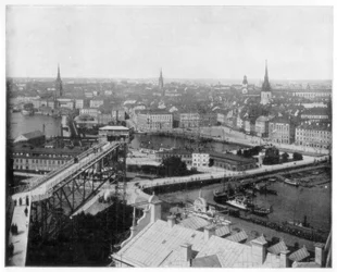 Panorama over Stockholm, Sverige, slutningen af det 19. århundrede