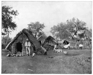 Halmhytter, Salamanca, Mexico, slutningen af det 19. århundrede.