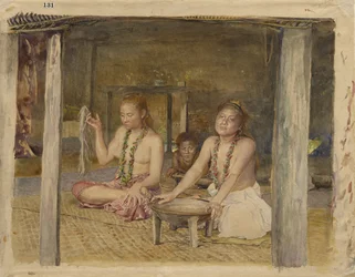 Siva med Siakumu, der laver kava i Tofaes hus, ca. 1893