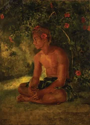 Skitse af Maua, Apia. En af vores bådbesætning, 1891