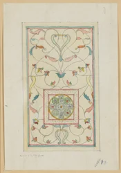 Studie til glas (keltisk juvelkors i arabesk), ca. 1881-82 (akvarel)