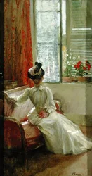 Interiør: A Lady (olie på lærred)