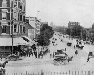 Washington l Avenue Pensylvania-foto af John Lawson Stoddard (1850 1931) Rejsende og konferenceholder Uddannelsesudgivelse for -Chicago (s/h-foto)