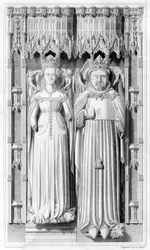 Skuebillede af Henrik IV og hans dronning Joan af Navarre i Canterbury Cathedral, 1826