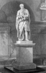 Statue af Sir Isaac Newton, engelsk matematiker, astronom og fysiker, 19. århundrede.