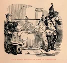 Earl de Warenne producerer sin titel til Commissioners, c1860, c1860