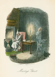 Scene fra A Christmas Carol af Charles Dickens, 1843