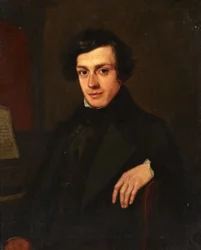 Portræt af en ung mand ved siden af et klaver, ca. 1810-30