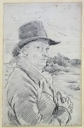 William Blake iført en hat, (indskrift: Wm Blake at Hampstead) c.1825 (blyant)
