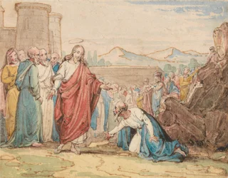 En ældre mand, der beder Kristus