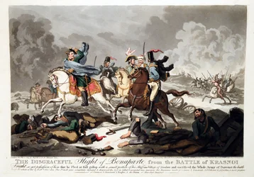Bonapartes flugt fra slaget ved Krasnoi (Krasnoje) 1812 - Wright, John Massey (1777-1866) - 1814 - Akvatinte - 42,1x57,5 - Privat samling