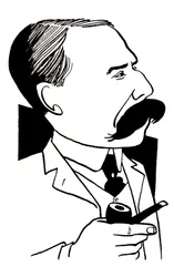 Edward Elgar - karikatur med pibe i hånden