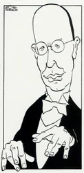 Prokofiev med hænderne over klaviaturet af John Minnion