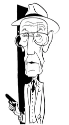 William S Burroughs, karikatur af John Minnion