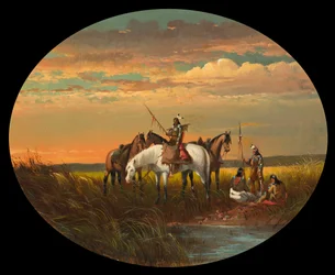 Et stop på prærien for en røg, ca. 1870