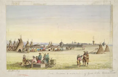 Fort Union og uddeling af varer til assiniboinerne