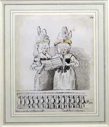 En duet af Miss Harriett og Miss Theodosia Abrams, Harrisons Concert, Hanover Square, 1788 (blæk og vask)